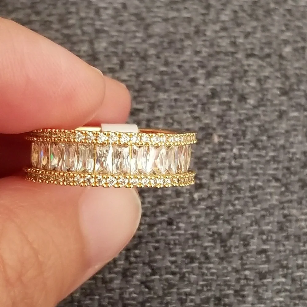 Gold Crystal Eternity Band Ring